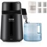 VEVOR Water Distiller, 4L 1.05 Gallon Pure Water Purifier Filter For Home Countertop, 750W Distilled Water Maker, Stainless Steel Interior Distiller Water Making Machine to Make Clean Water, Black