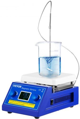 VEVOR Magnetic Stirrer Hot Plate, 5L Capacity Ceramic Coated Hotplate Lab Stirrer 200-2000RPM 608°F/320°C Max Temp Digital Magnetic Stirrer with Temp Probe Sensor and Stirring Bar