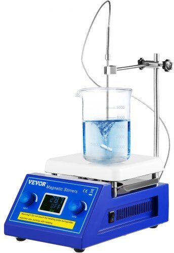 VEVOR Magnetic Stirrer Hot Plate, 5000ml Capacity 320°C/608°F Max Temp Ceramic Coated Lab Stirrer 200-2000RPM Digital Magnetic Stirrer with Support Stand, Temp Probe Sensor and Stirring Bar