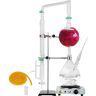 VEVOR 2L Essential Oil Distillation Apparatus Lab Glassware Distillation Kit Water Distiller Purifier with Hot Stove Condenser S35 & 24 or 40 Joint