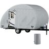 VEVOR Teardrop Trailer Cover, Fit for 16' - 18' Trailers, Upgraded Non-Woven 4 Layers Camper Cover, UV-proof Waterproof Travel Trailer Cover w/ 2 Wind-proof Straps, 1 Storage Bag and 1 Back Gate