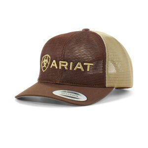 Ariat Men's Large embossed lgoo mash cap in Brown by Ariat