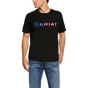 Ariat Men's USA Wordmark T-Shirt in Black Cotton, Size: Large by Ariat