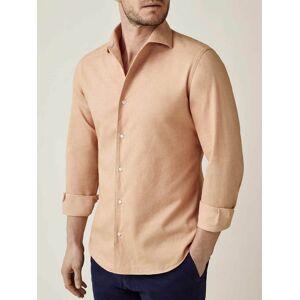 Luca Faloni Apricot Brushed Cotton Shirt  - Orange - Size: Large