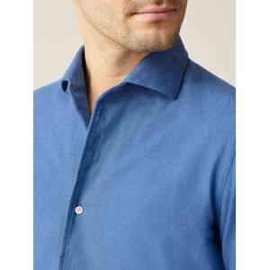 Luca Faloni Chambray Blue Brushed Cotton Shirt  - Blue - Size: Small