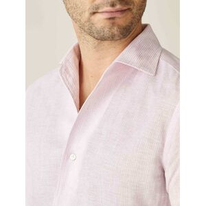 Luca Faloni Striped Light Pink Portofino Linen Shirt  - Pink - Size: Medium