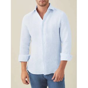 Luca Faloni Striped Sky Blue Portofino Linen Shirt  - Light Blue - Size: Large