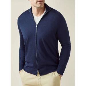 Luca Faloni Navy Blue Fine Silk-Cashmere Zip Cardigan  - Dark Blue - Size: 38