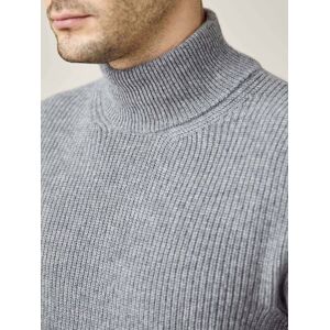 Luca Faloni Dolomiti Grey Chunky Knit Cashmere Mock Neck  - Grey - Size: 40