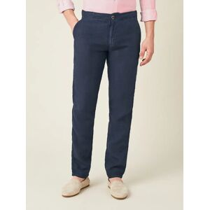 Luca Faloni Navy Blue Lipari Linen Trousers  - Dark Blue - Size: 50