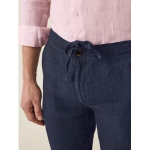 Luca Faloni Navy Blue Lipari Linen Trousers  - Dark Blue - Size: 50
