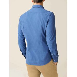Luca Faloni Chambray Blue Brushed Cotton Shirt  - Blue - Size: Small