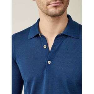 Luca Faloni Atlantic Blue Fine Silk-Cashmere Polo  - Blue - Size: 46