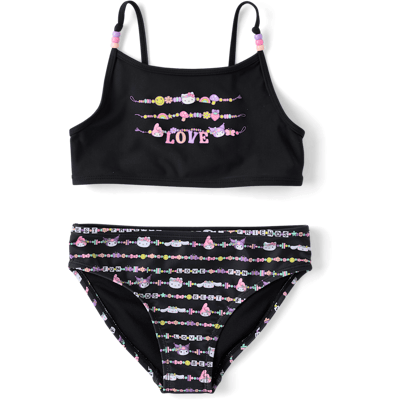 The Children's Place Girls Hello Kitty® And Friends Friendship Bracelet Beaded Bikini Swimsuit Size XS (4) Black The Children's Place Girls Hello Kitty® And Friends Friendship Bracelet Beaded Bikini Swimsuit Size XS (4) Black