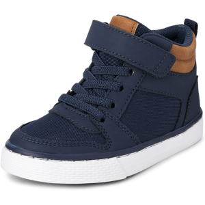 The Children's Place Toddler Boys Contrast Cuff High Top Sneakers   Size 7T   Blue   100% Faux Leather