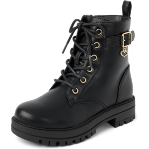 The Children's Place Girls Heart Charm Combat Boots   Size YOUTH 11   Black   100% Faux Leather