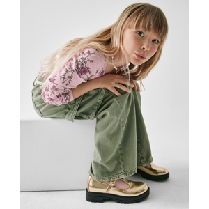 The Children's Place Girls Metallic T-Strap Mary Jane Shoes   Size YOUTH 1   100% Faux Leather