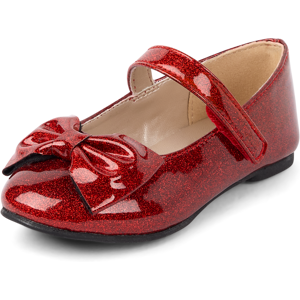 The Children's Place Toddler Girls Metallic Bow Ballet Flats   Size 5T   Red   100% Faux Leather