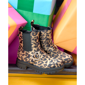 The Children's Place Girls Leopard Heart Chelsea Boots   Size YOUTH 3   Tan   100% Faux Leather