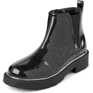 The Children's Place Girls Glitter Chelsea Boots   Size YOUTH 12   Black   100% Faux Leather