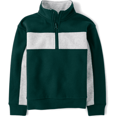The Children's Place Boys Colorblock Premium Fleece Quarter Zip Pullover Size 2XL (16) Green Cotton/Polyester/Spandex The Children's Place Boys Colorblock Premium Fleece Quarter Zip Pullover Size 2XL (16) Green Cotton/Polyester/Spandex