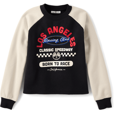 Sugar and Jade Tween Girls Embroidered Racing Colorblock Premium Fleece Sweatshirt Size Medium (10) Black Cotton/Polyester/Spandex Sugar and Jade Tween Girls Embroidered Racing Colorblock Premium Fleece Sweatshirt Size Medium (10) Black Cotton/Polyester/Spandex