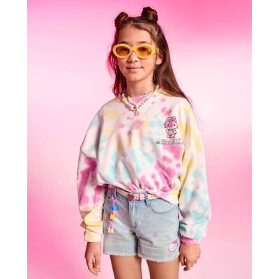 The Children's Place Girls Hello Kitty® And Friends Rainbow Tie Dye Premium Fleece Sweatshirt Size Small (5/6) Cotton/Polyester/Spandex The Children's Place Girls Hello Kitty® And Friends Rainbow Tie Dye Premium Fleece Sweatshirt Size Small (5/6) Cotton/Polyester/Spandex
