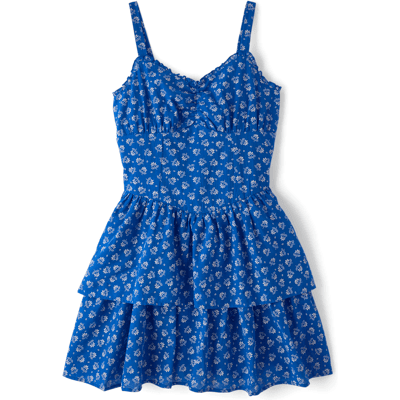 The Children's Place Womens Mommy And Me Embroidered Floral V-Waist Dress Size Small Blue 100% Cotton The Children's Place Womens Mommy And Me Embroidered Floral V-Waist Dress Size Small Blue 100% Cotton