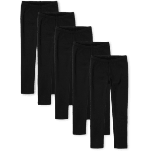 The Children's Place Girls Leggings 5-Pack Size Medium (7/8) Black Cotton/Spandex The Children's Place Girls Leggings 5-Pack Size Medium (7/8) Black Cotton/Spandex