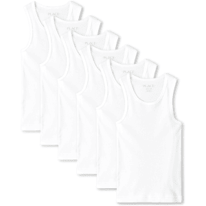 The Children's Place Boys Tank Top 6-Pack Size XL (14) White Cotton The Children's Place Boys Tank Top 6-Pack Size XL (14) White Cotton