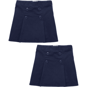 The Children's Place Girls Uniform Stretch Button Skort 2-Pack Size 4 Blue Cotton/Polyester/Spandex The Children's Place Girls Uniform Stretch Button Skort 2-Pack Size 4 Blue Cotton/Polyester/Spandex