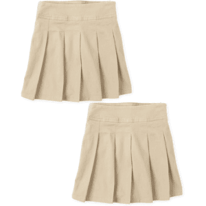 The Children's Place Girls Uniform Stretch Pleated Skort 2-Pack Size 6X/7 Tan Cotton/Polyester/Spandex The Children's Place Girls Uniform Stretch Pleated Skort 2-Pack Size 6X/7 Tan Cotton/Polyester/Spandex