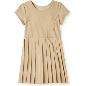 The Children's Place Girls Uniform Quick Dry Pleated Tennis Dress Size Large (10/12) Tan Cotton/Polyester/Nylon The Children's Place Girls Uniform Quick Dry Pleated Tennis Dress Size Large (10/12) Tan Cotton/Polyester/Nylon