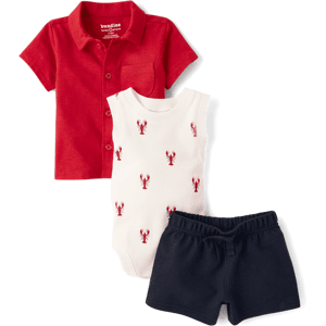 The Children's Place Baby Boys Lobster 3-Piece Outfit Set Size 18-24 M White 100% Cotton The Children's Place Baby Boys Lobster 3-Piece Outfit Set Size 18-24 M White 100% Cotton