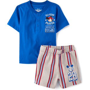 The Children's Place Toddler Boys Mickey Mouse™ Baseball 2-Piece Outfit Set Size 3T Blue Cotton/Polyester The Children's Place Toddler Boys Mickey Mouse™ Baseball 2-Piece Outfit Set Size 3T Blue Cotton/Polyester