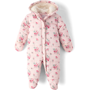 The Children's Place Baby Girls Floral Snowsuit Size 3-6 M Pink 100% Polyester Microfleece The Children's Place Baby Girls Floral Snowsuit Size 3-6 M Pink 100% Polyester Microfleece