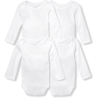 The Children's Place Baby Bodysuit 4-Pack Size 12-18 M White Cotton The Children's Place Baby Bodysuit 4-Pack Size 12-18 M White Cotton