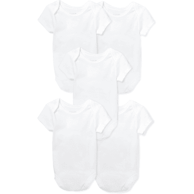 The Children's Place Baby Bodysuit 5-Pack Size 12-18 M White Cotton The Children's Place Baby Bodysuit 5-Pack Size 12-18 M White Cotton