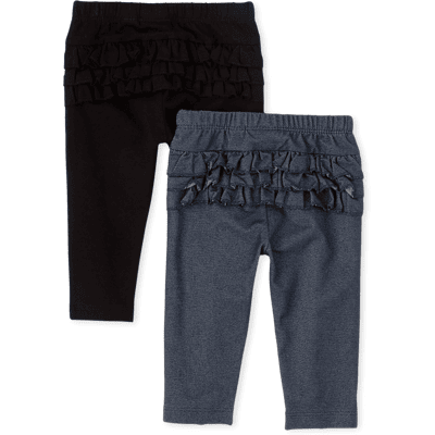 The Children's Place Baby Girls Ruffle Leggings 2-Pack Size 12-18 M Black Cotton/Spandex The Children's Place Baby Girls Ruffle Leggings 2-Pack Size 12-18 M Black Cotton/Spandex