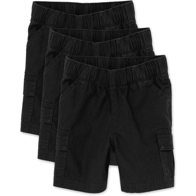 The Children's Place Baby And Toddler Boys Ripstop Pull On Cargo Shorts 3-Pack Size 3T Black 100% Cotton The Children's Place Baby And Toddler Boys Ripstop Pull On Cargo Shorts 3-Pack Size 3T Black 100% Cotton
