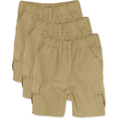 The Children's Place Baby And Toddler Boys Ripstop Pull On Cargo Shorts 3-Pack Size 3T Tan 100% Cotton The Children's Place Baby And Toddler Boys Ripstop Pull On Cargo Shorts 3-Pack Size 3T Tan 100% Cotton