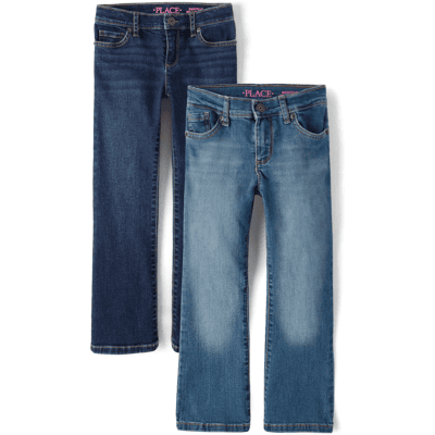 The Children's Place Girls Bootcut Jeans 2-Pack Size 5 Cotton The Children's Place Girls Bootcut Jeans 2-Pack Size 5 Cotton