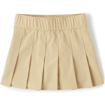 The Children's Place Girls Uniform Quick Dry Pleated Skort Size 6 Tan Polyester/Spandex The Children's Place Girls Uniform Quick Dry Pleated Skort Size 6 Tan Polyester/Spandex