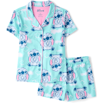 The Children's Place Girls Stitch™ Button Front Pajamas Size 8 Polyester/Spandex The Children's Place Girls Stitch™ Button Front Pajamas Size 8 Polyester/Spandex