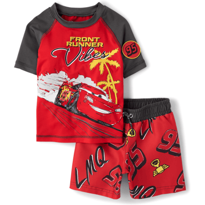 The Children's Place Toddler Boys Lightning McQueen™ Rashguard 2-Piece Swimsuit Size 18-24 M Red The Children's Place Toddler Boys Lightning McQueen™ Rashguard 2-Piece Swimsuit Size 18-24 M Red