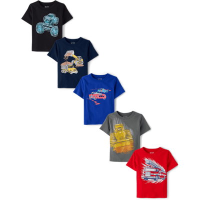 The Children's Place Baby And Toddler Boys Vehicle Graphic T-Shirt 5-Pack Size 12-18 M Cotton/Polyester The Children's Place Baby And Toddler Boys Vehicle Graphic T-Shirt 5-Pack Size 12-18 M Cotton/Polyester