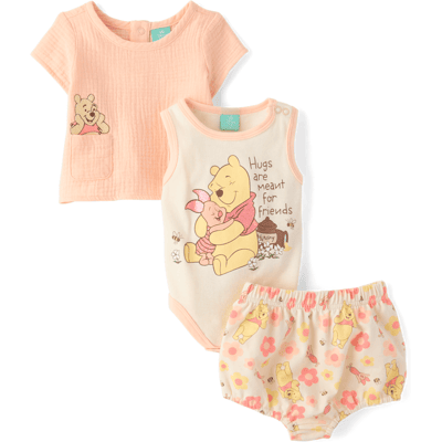 The Children's Place Baby Girls Winnie The Pooh™ Embroidered 3-Piece Playwear Set Size 0-3 M Cotton/Polyester The Children's Place Baby Girls Winnie The Pooh™ Embroidered 3-Piece Playwear Set Size 0-3 M Cotton/Polyester