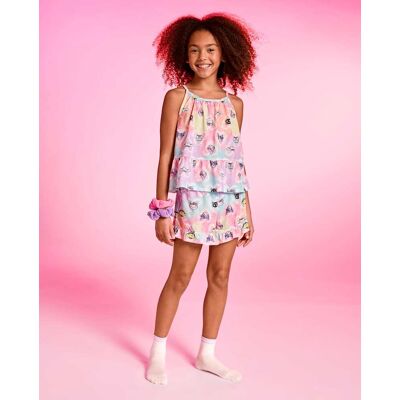 The Children's Place Girls Hello Kitty® And Friends Rainbow Tie Dye Ruffle Pajamas Size Small (5/6) White The Children's Place Girls Hello Kitty® And Friends Rainbow Tie Dye Ruffle Pajamas Size Small (5/6) White