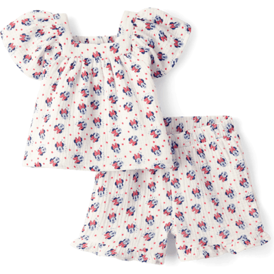 The Children's Place Baby Girls Minnie Mouse™ Gauze 2-Piece Outfit Set Size 18-24 M 100% Cotton The Children's Place Baby Girls Minnie Mouse™ Gauze 2-Piece Outfit Set Size 18-24 M 100% Cotton