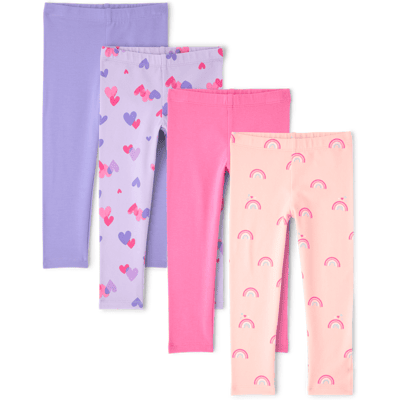 The Children's Place Toddler Girls Print Leggings 4-Pack Size 3T Pink Cotton/Spandex The Children's Place Toddler Girls Print Leggings 4-Pack Size 3T Pink Cotton/Spandex
